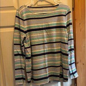 Talbots Multicolor Striped Long Sleeve Top